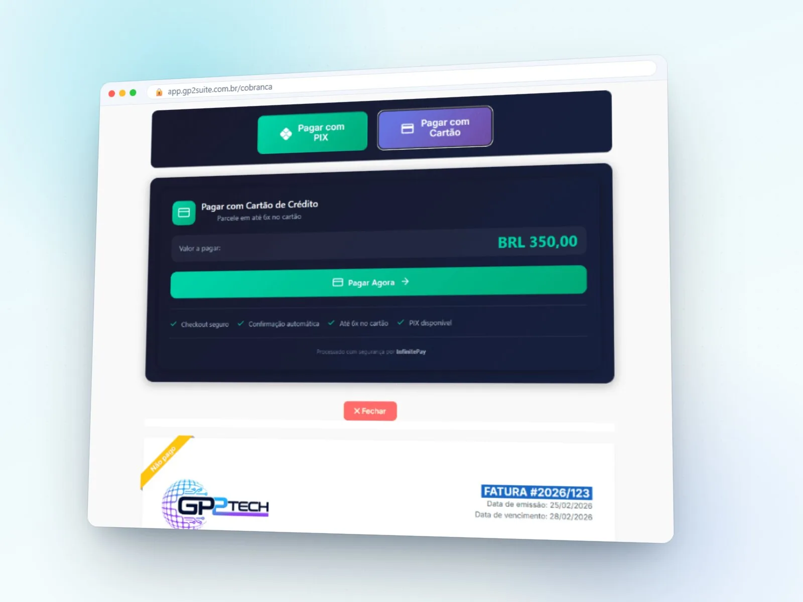 Integração com a infinitepay — projeto gp2tech