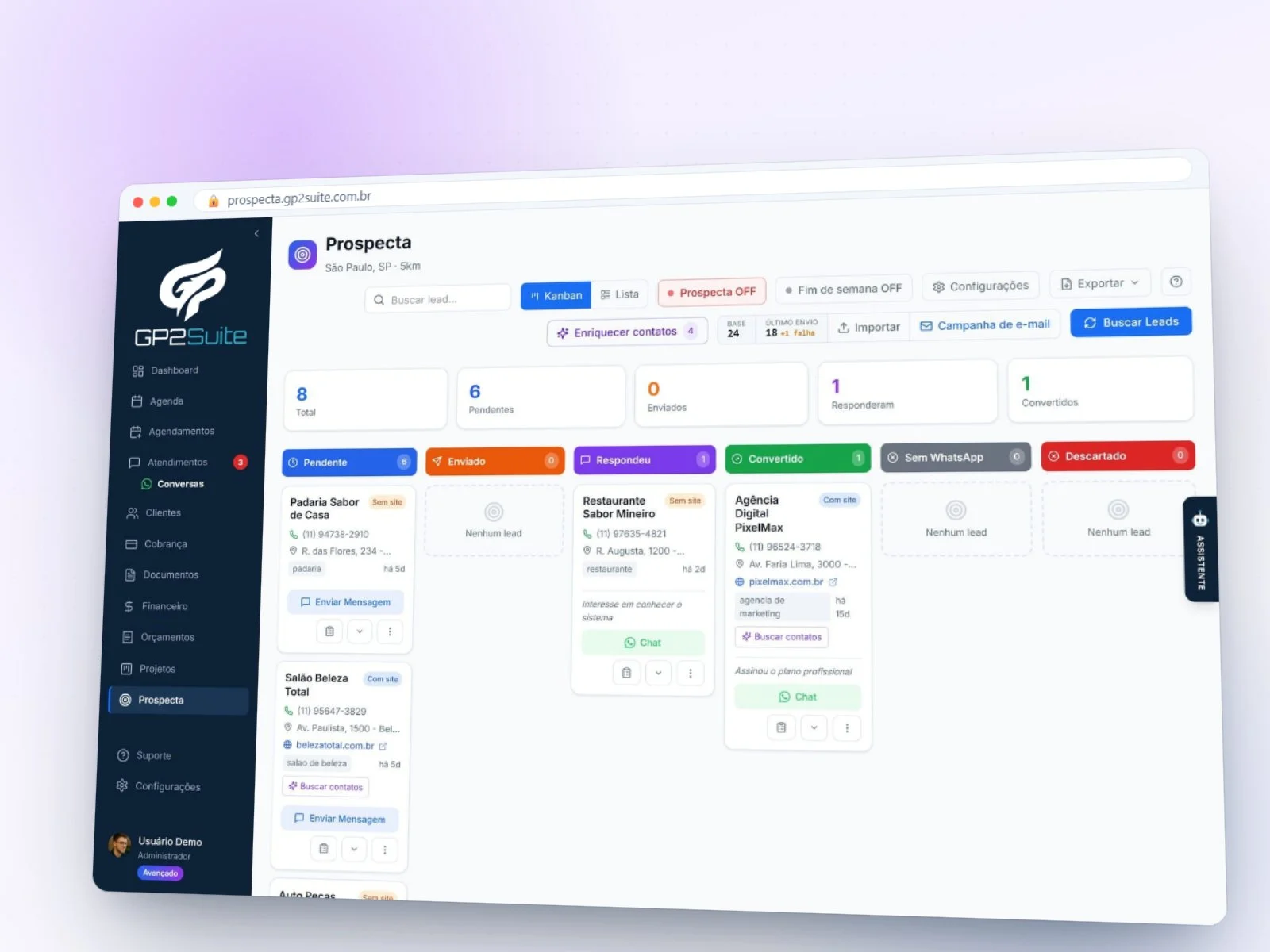 Prospecta · clientes novos pelo google maps — projeto gp2tech
