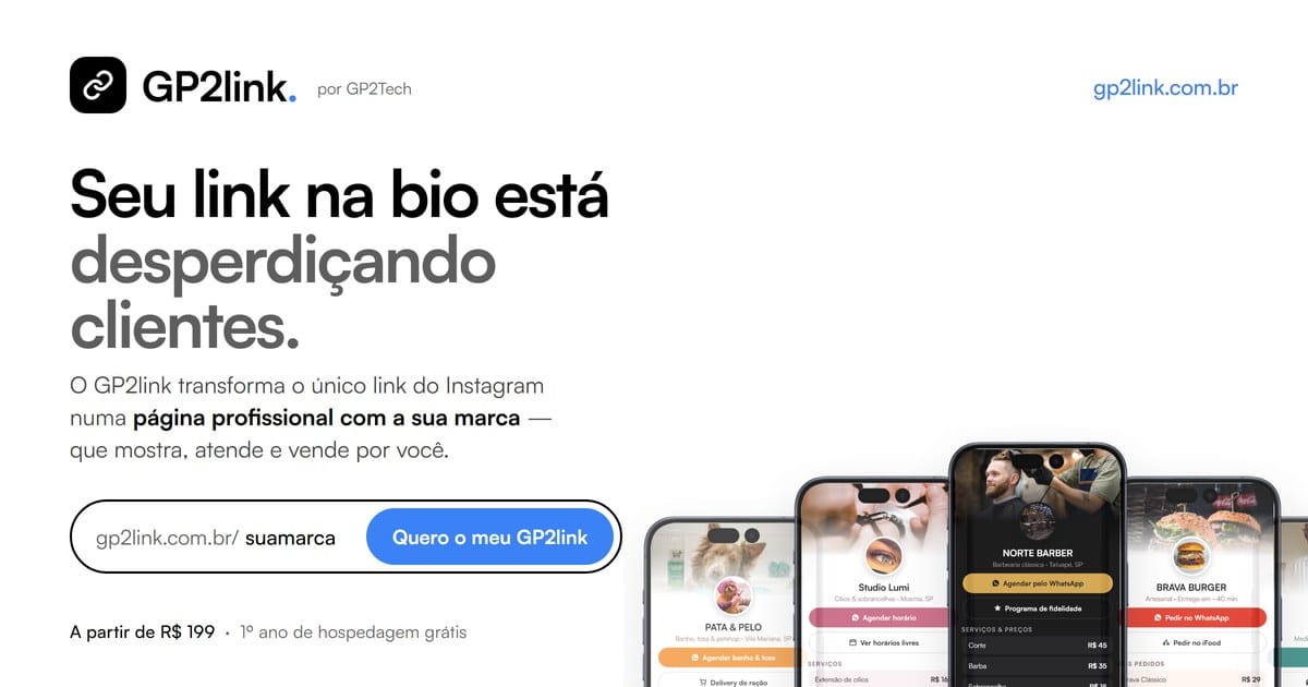 GP2link — seu link na bio virando uma página profissional com a sua marca