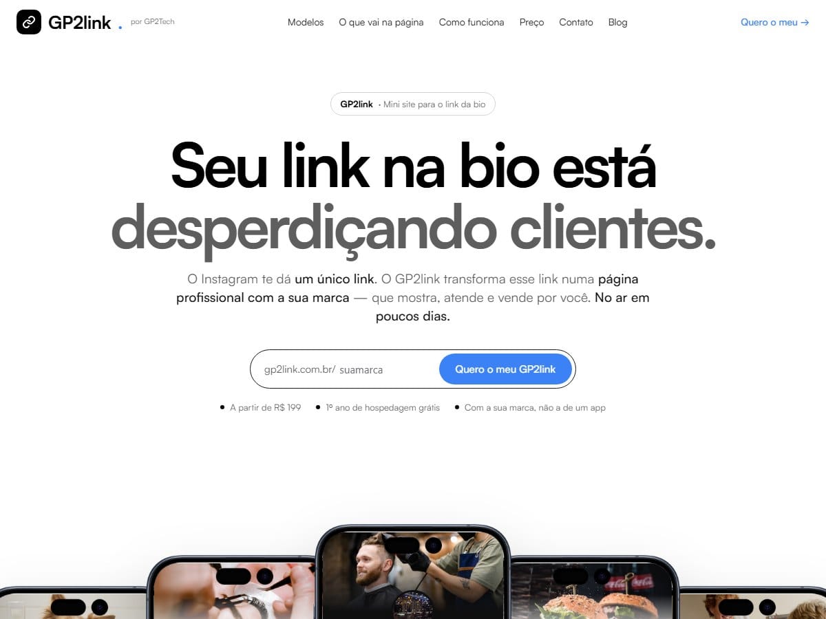 Gp2link · mini site para o link da bio — projeto gp2tech