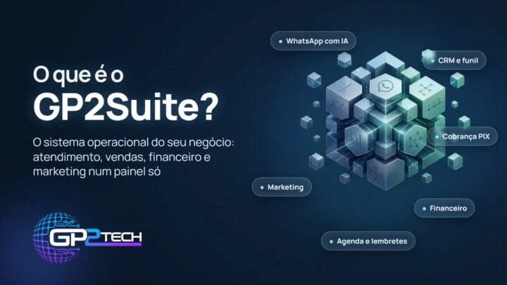 O que é o gp2suite? O sistema que organiza a sua empresa, cuida do financeiro e atrai clientes 4 Gp2suite: atendimento no whatsapp com ia, crm, agenda, cobrança, financeiro e marketing num painel só