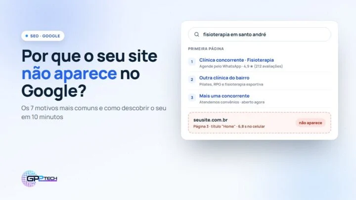 Por que o seu site não aparece no google: tela de busca com os concorrentes na primeira página e o seu site na página 3